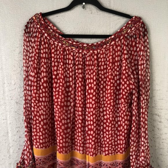 Paul Ropp Dress Womens Size 3 Red White Polka Dot Paisley Boho Rayon Indonesia - Picture 6 of 16